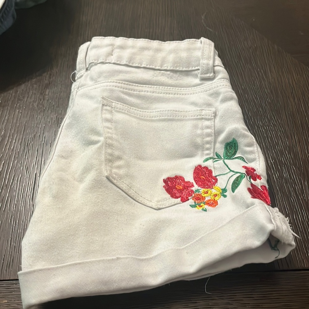 Girls size 12 denim white shorts